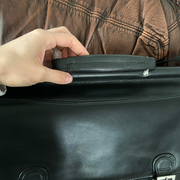 Leather brief case men’s black case - Picture 8 of 14